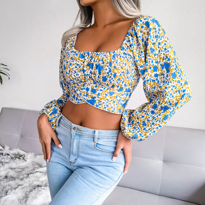 Ditsy Floral Crisscross Cropped Top