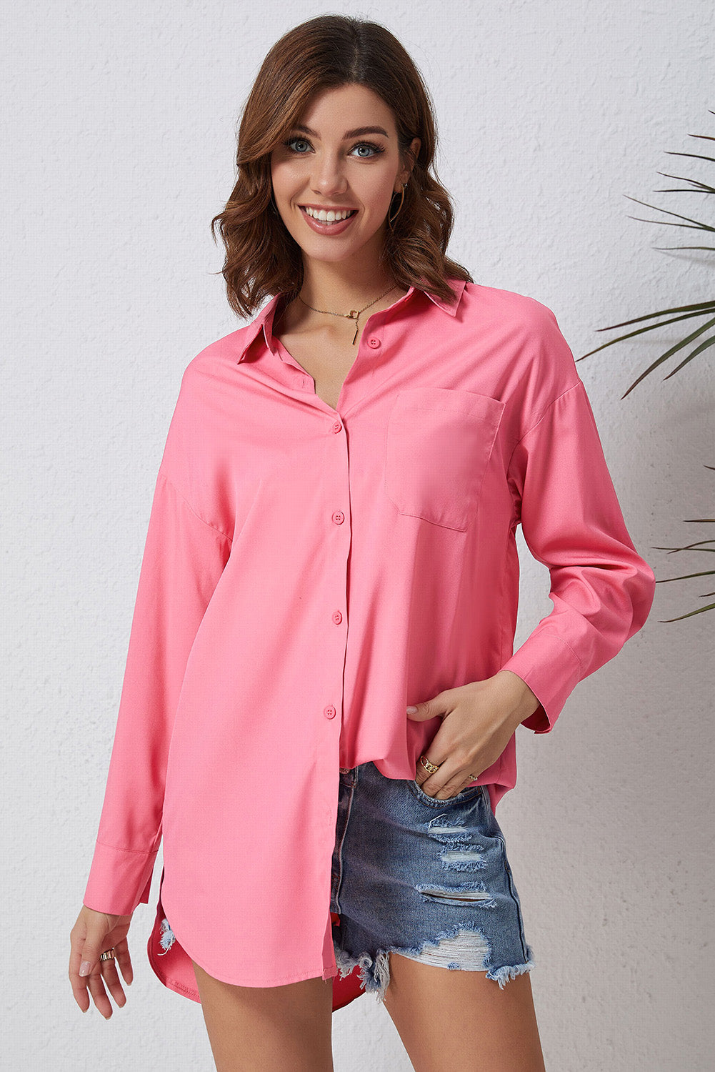 Double Take Dropped Shoulder Longline Shirt