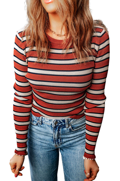 Double Take Striped Round Neck Long Sleeve Top