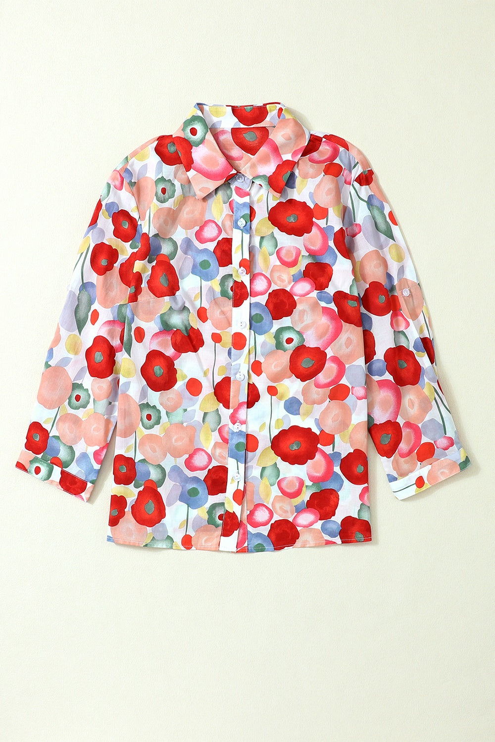 Floral Collared Neck Button Down Shirt