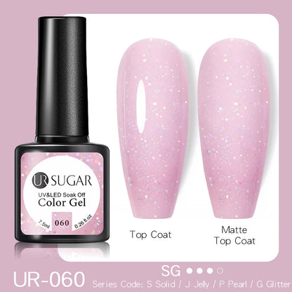 UR SUGAR Pink Nude Gold Glitter Nail Gel Polish Semi Permanent Varnish Nail Gel UV LED Manicure Nail Art Design