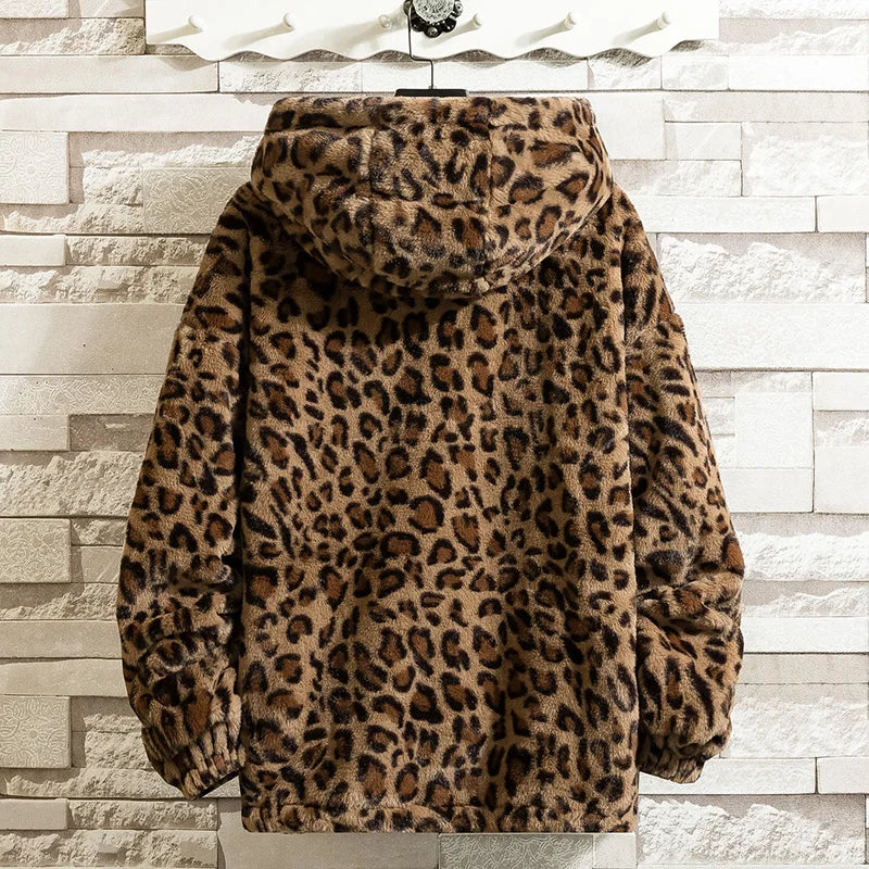 2023 Fall/winter Leopard Print Jacket Loose and Comfortable Cotton-padded Jacket Fashion Men's and Women's Autumn Warm Jacket