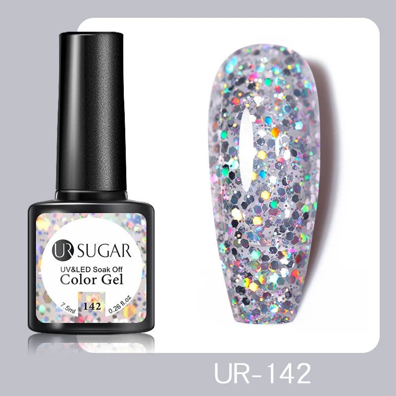 UR SUGAR 7.5ml Glitter Nude Color Nail Gel Polish Semi-permanent Varnish Soak Off Nail Art Base Top Coat UV LED Gel Manicure