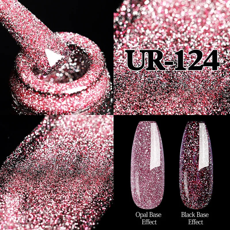 UR SUGAR 7.5ml Champagne Silver Reflective Glitter Gel Nail Polish Laser Sparkling Hybird Soak Off Nail Art UV LED Varnishes