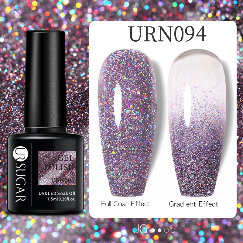 UR SUGAR 7.5ml Glitter UV Gel Nail Polish Glitter Sequins Soak Off UV Gel Varnish Colorful Nail Gel Polish DIY Nail Art Polish