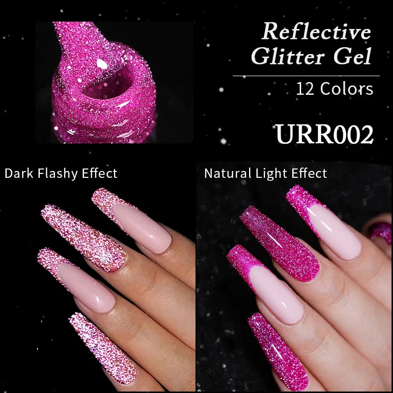 UR SUGAR 7.5ML Sparkling Reflective Glitter Gel Nail Polish Champagne Gold Sliver Manicure Semi Permanent UV Varnish Nail Art