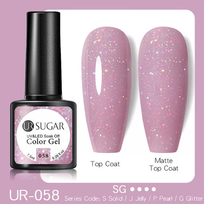 UR SUGAR 7.5ml Glitter UV Gel Nail Polish Glitter Sequins Soak Off UV Gel Varnish Colorful Nail Gel Polish DIY Nail Art Polish