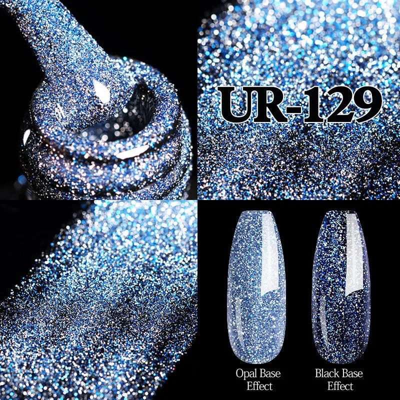 UR SUGAR 7.5ml Champagne Silver Reflective Glitter Gel Nail Polish Laser Sparkling Hybird Soak Off Nail Art UV LED Varnishes