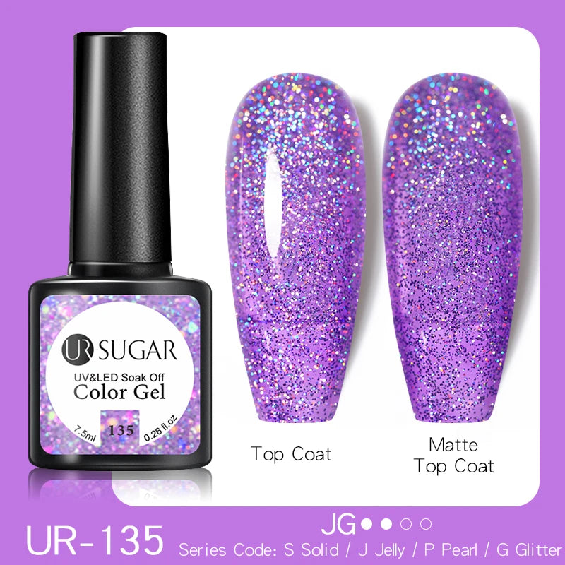 UR SUGAR 7.5ml Glitter UV Gel Nail Polish Glitter Sequins Soak Off UV Gel Varnish Colorful Nail Gel Polish DIY Nail Art Polish