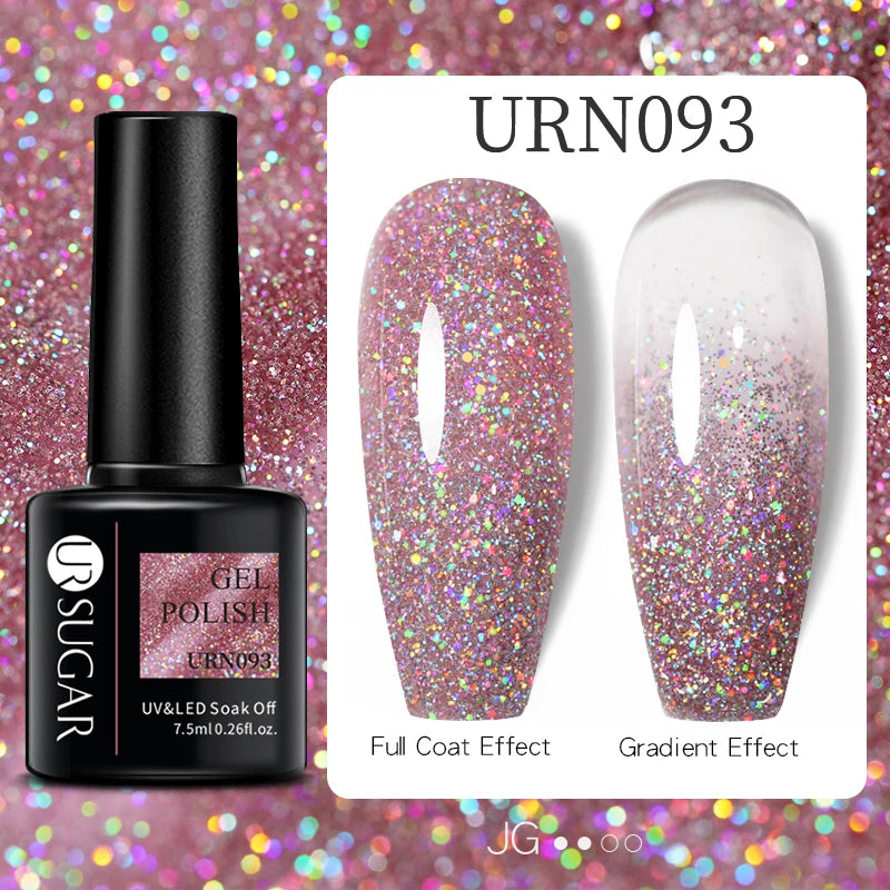 UR SUGAR 7.5ml Glitter Nude Color Nail Gel Polish Semi-permanent Varnish Soak Off Nail Art Base Top Coat UV LED Gel Manicure