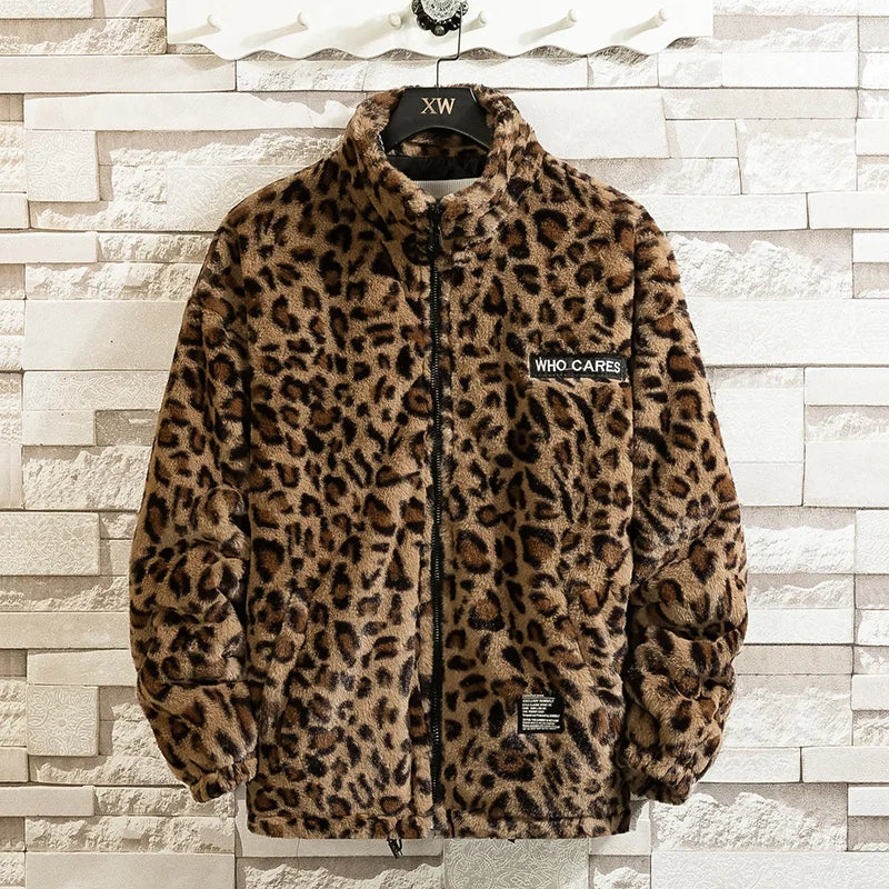 2023 Fall/winter Leopard Print Jacket Loose and Comfortable Cotton-padded Jacket Fashion Men's and Women's Autumn Warm Jacket