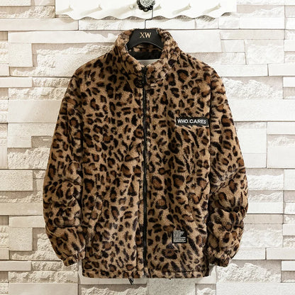 2023 Fall/winter Leopard Print Jacket Loose and Comfortable Cotton-padded Jacket Fashion Men's and Women's Autumn Warm Jacket