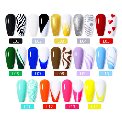 LILYCUTE 5ml White Black Liner Gel Nail Polish Colorful French Painting Stripe Semi Permanent Drawing Nail Art UV Gel Varnish