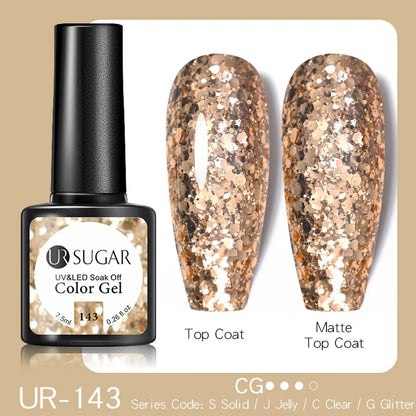 UR SUGAR Pink Nude Gold Glitter Nail Gel Polish Semi Permanent Varnish Nail Gel UV LED Manicure Nail Art Design