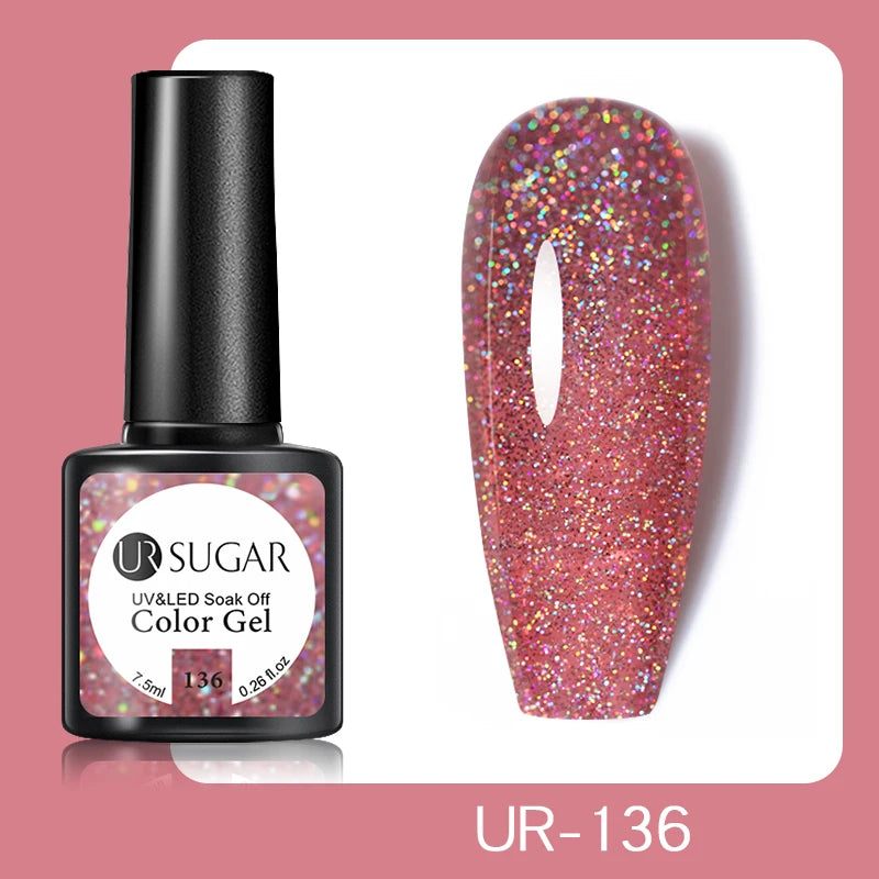 UR SUGAR 7.5ml Glitter Nude Color Nail Gel Polish Semi-permanent Varnish Soak Off Nail Art Base Top Coat UV LED Gel Manicure