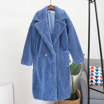 ZADORIN Winter Thick Warm Solid Teddy Coat Women High Street Oversized Pink Faux Lamb Fur Coat Ladies Long Faux Fur Jacket