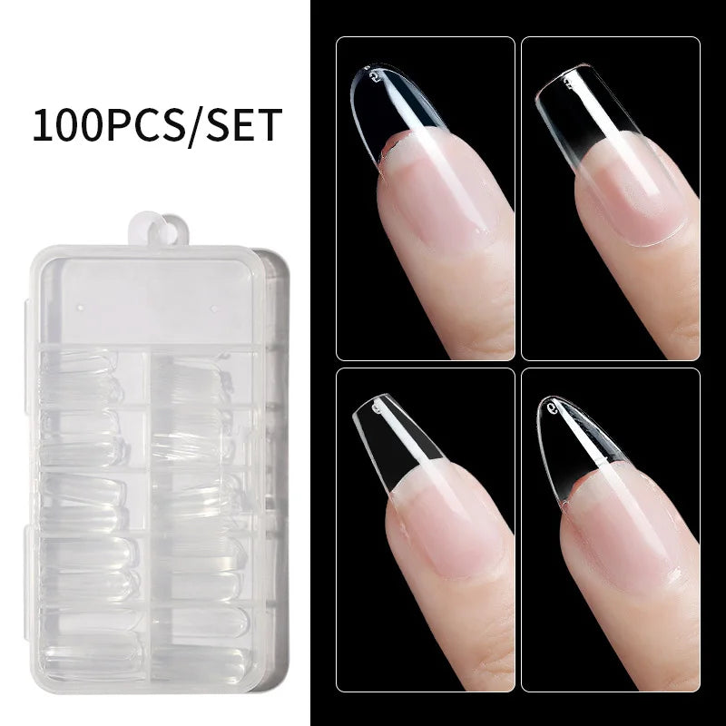 100/240/500 Pcs Boxed Transparent Coffin Ballet Fake Nails Tips Full Coverage Nail Tips Decorations