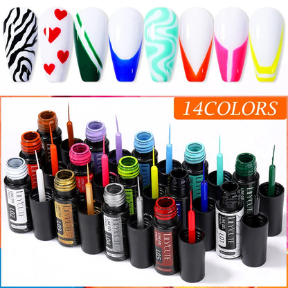 LILYCUTE 5ml White Black Liner Gel Nail Polish Colorful French Painting Stripe Semi Permanent Drawing Nail Art UV Gel Varnish