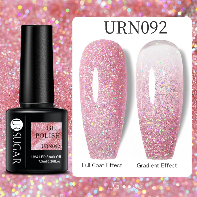 UR SUGAR 7.5ml Glitter Nude Color Nail Gel Polish Semi-permanent Varnish Soak Off Nail Art Base Top Coat UV LED Gel Manicure