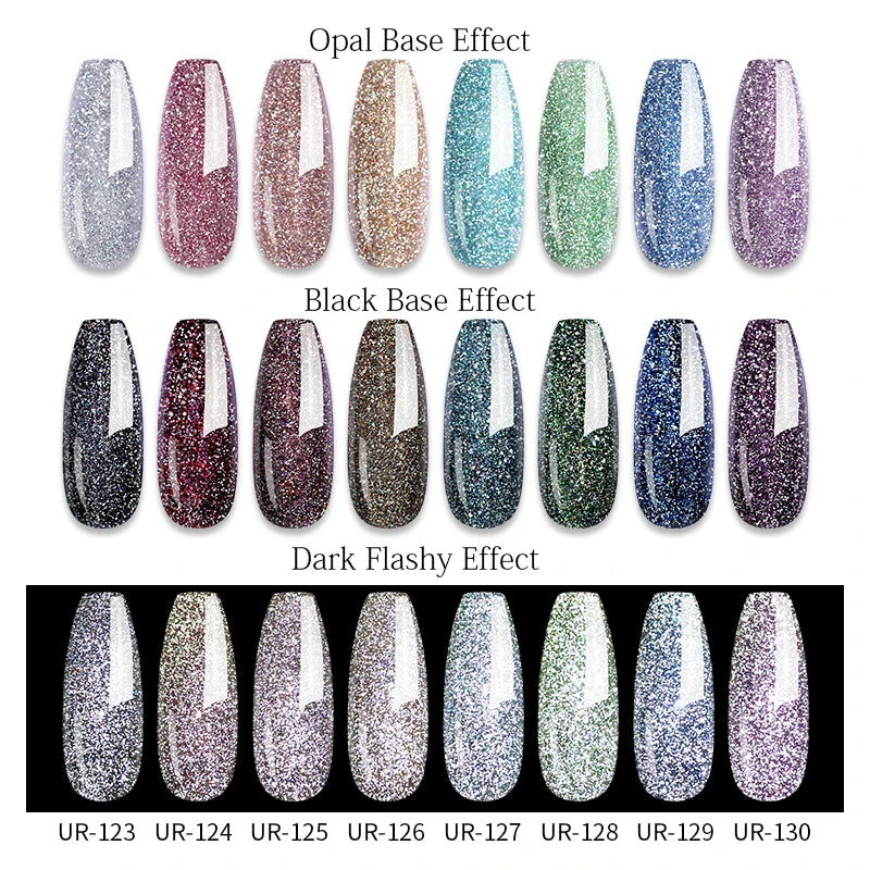 UR SUGAR 7.5ml Champagne Silver Reflective Glitter Gel Nail Polish Laser Sparkling Hybird Soak Off Nail Art UV LED Varnishes