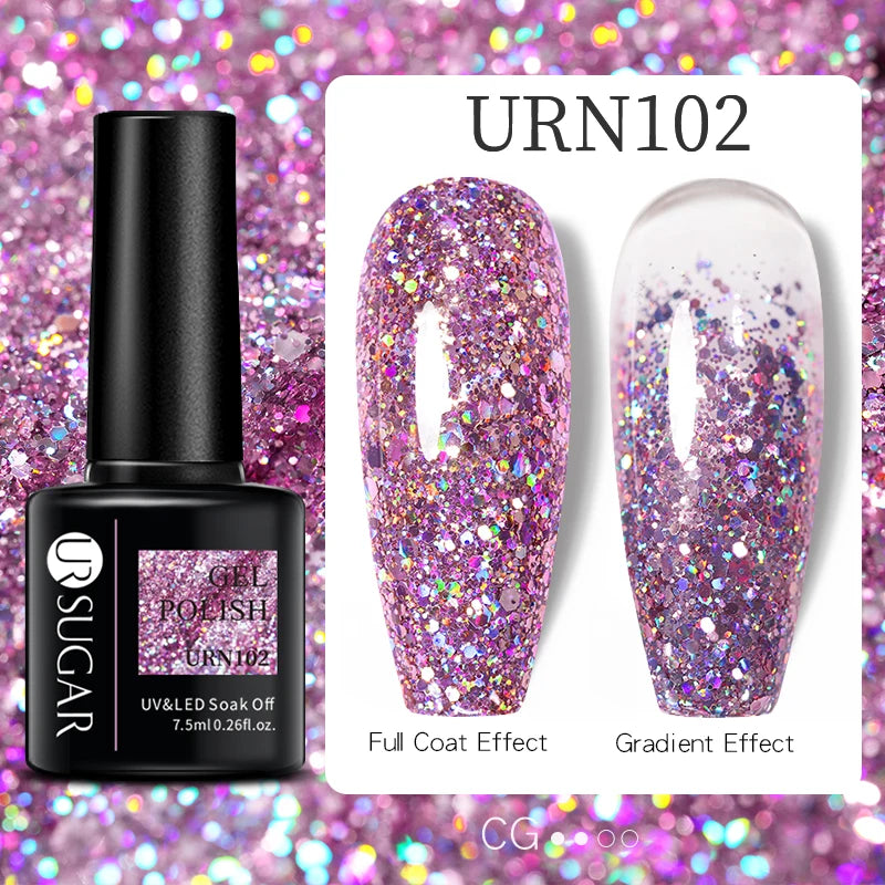 UR SUGAR 7.5ml Glitter Nude Color Nail Gel Polish Semi-permanent Varnish Soak Off Nail Art Base Top Coat UV LED Gel Manicure