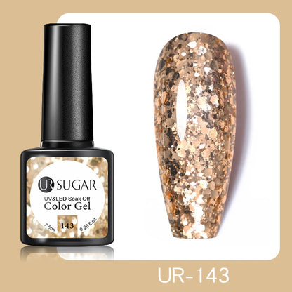 UR SUGAR 7.5ml Glitter Nude Color Nail Gel Polish Semi-permanent Varnish Soak Off Nail Art Base Top Coat UV LED Gel Manicure