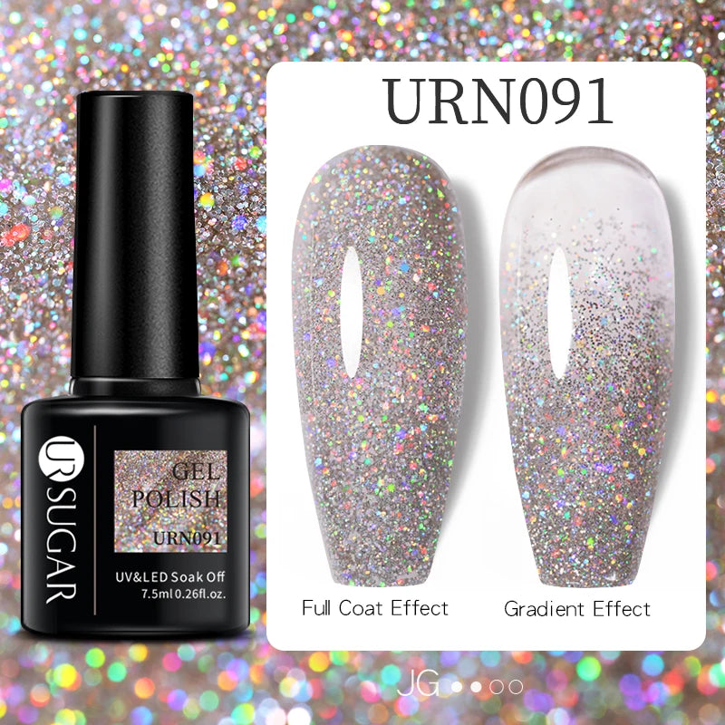 UR SUGAR 7.5ml Glitter Nude Color Nail Gel Polish Semi-permanent Varnish Soak Off Nail Art Base Top Coat UV LED Gel Manicure