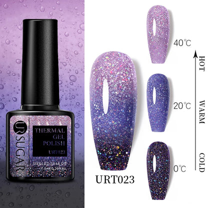 UR SUGAR 7.5ml Thermal Gel Polish 3 Colors Temperature Color Changing Glitter UV Gel Varnish Soak Off UV LED Gel Lacquers