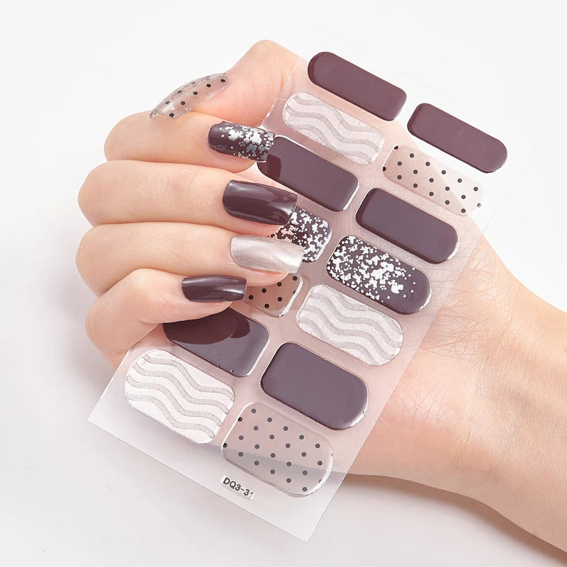 Four Sorts of Nail Stickers Fashion Nail Wraps Self Adhesive Manicure Decoracion Nail Strips Nail Sticker Set Nail Art