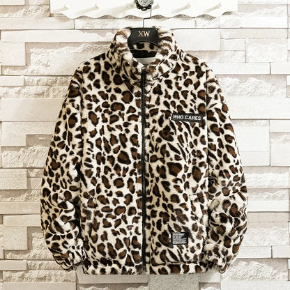 2023 Fall/winter Leopard Print Jacket Loose and Comfortable Cotton-padded Jacket Fashion Men's and Women's Autumn Warm Jacket