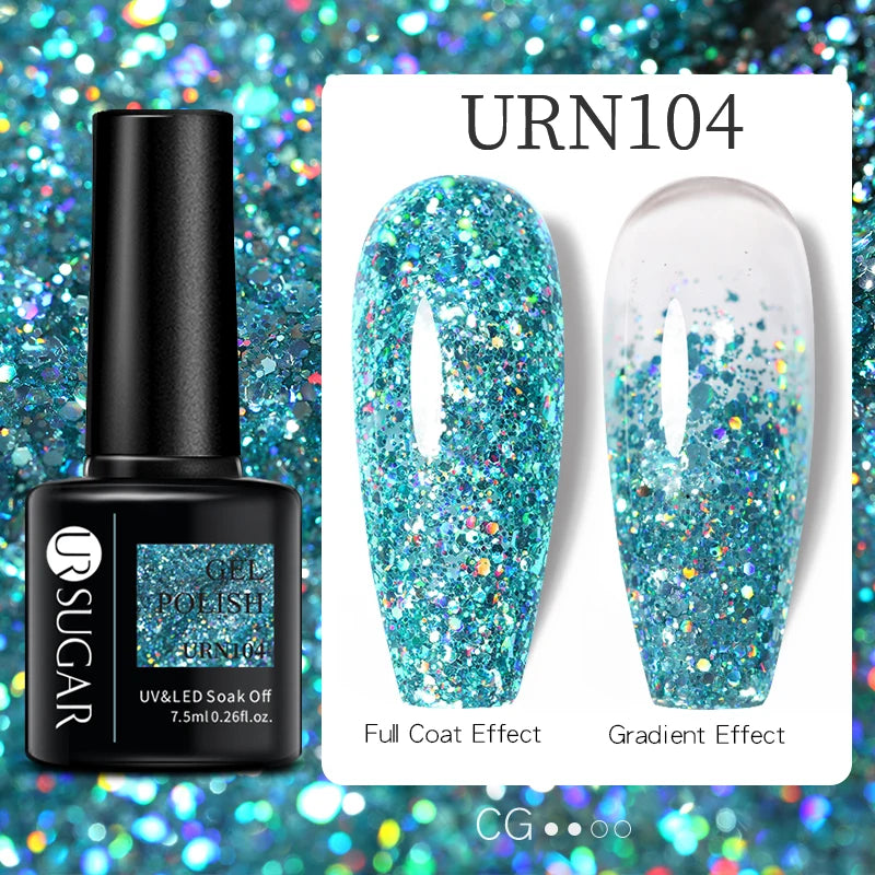 UR SUGAR 7.5ml Glitter Nude Color Nail Gel Polish Semi-permanent Varnish Soak Off Nail Art Base Top Coat UV LED Gel Manicure