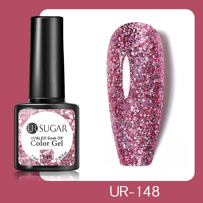 UR SUGAR 7.5ml Glitter Nude Color Nail Gel Polish Semi-permanent Varnish Soak Off Nail Art Base Top Coat UV LED Gel Manicure