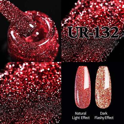 UR SUGAR 7.5ml Champagne Silver Reflective Glitter Gel Nail Polish Laser Sparkling Hybird Soak Off Nail Art UV LED Varnishes