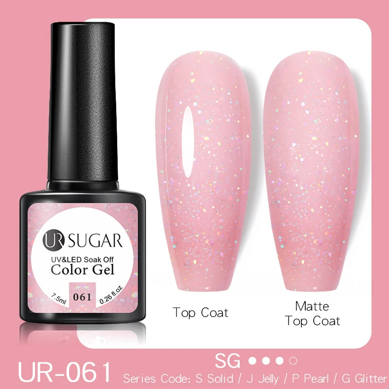 UR SUGAR Pink Nude Gold Glitter Nail Gel Polish Semi Permanent Varnish Nail Gel UV LED Manicure Nail Art Design