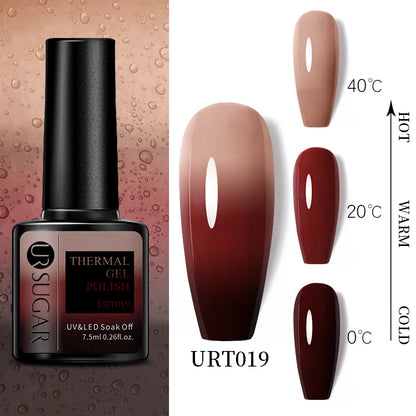 UR SUGAR Brown Thermal Gel Nail Polish 3 Colors Changing Soak Off Gel Semi Permanent Varnish Hybird Nail Polish Nails Art Design