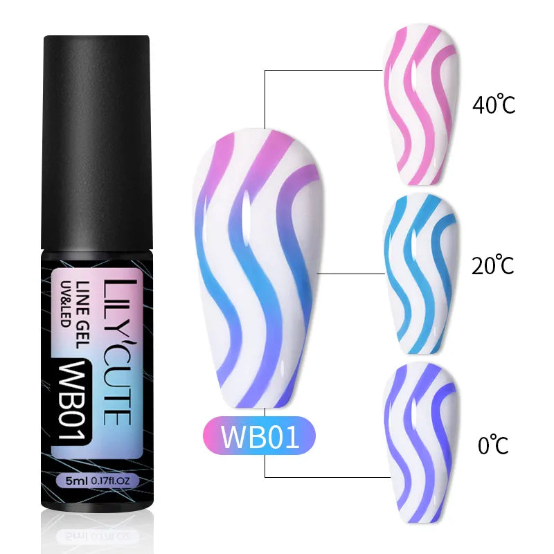 LILYCUTE 5ml White Black Liner Gel Nail Polish Colorful French Painting Stripe Semi Permanent Drawing Nail Art UV Gel Varnish