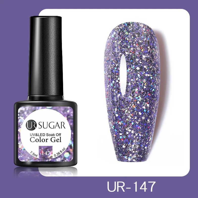 UR SUGAR 7.5ml Glitter Nude Color Nail Gel Polish Semi-permanent Varnish Soak Off Nail Art Base Top Coat UV LED Gel Manicure