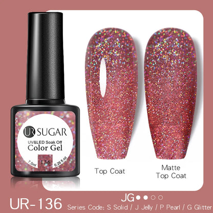 UR SUGAR 7.5ml Glitter UV Gel Nail Polish Glitter Sequins Soak Off UV Gel Varnish Colorful Nail Gel Polish DIY Nail Art Polish