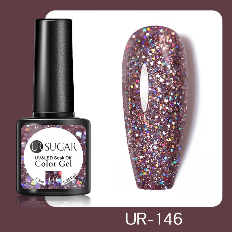 UR SUGAR 7.5ml Glitter Nude Color Nail Gel Polish Semi-permanent Varnish Soak Off Nail Art Base Top Coat UV LED Gel Manicure