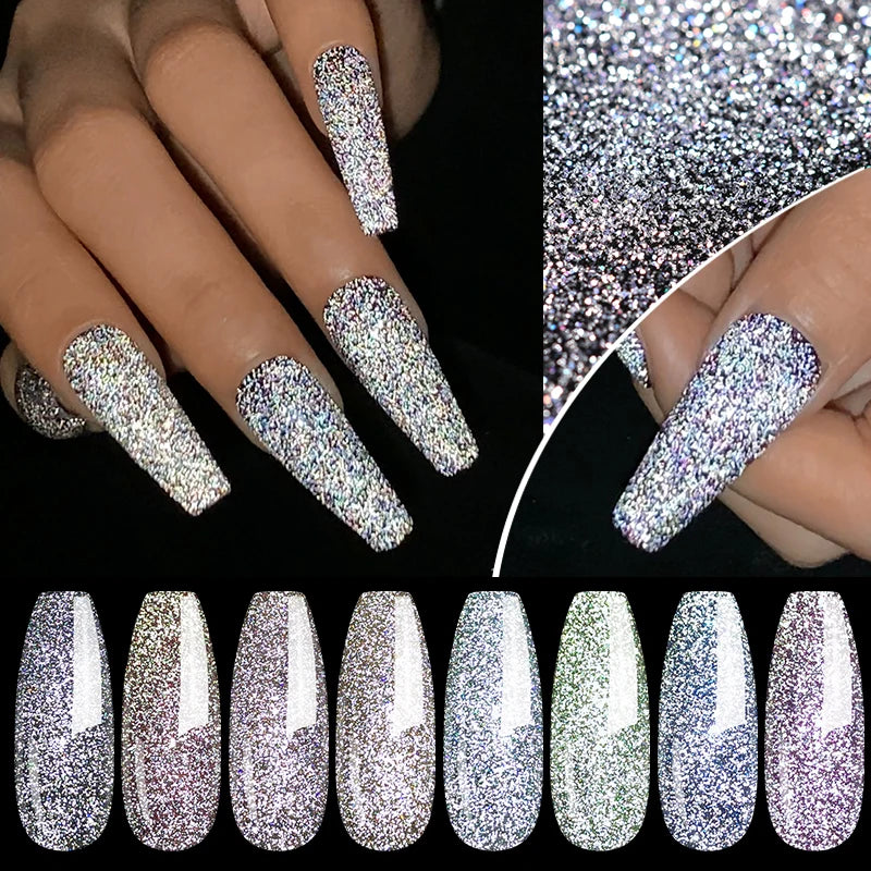 UR SUGAR 7.5ml Champagne Silver Reflective Glitter Gel Nail Polish Laser Sparkling Hybird Soak Off Nail Art UV LED Varnishes