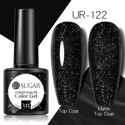 UR SUGAR 7.5ml Champagne Silver Reflective Glitter Gel Nail Polish Laser Sparkling Hybird Soak Off Nail Art UV LED Varnishes