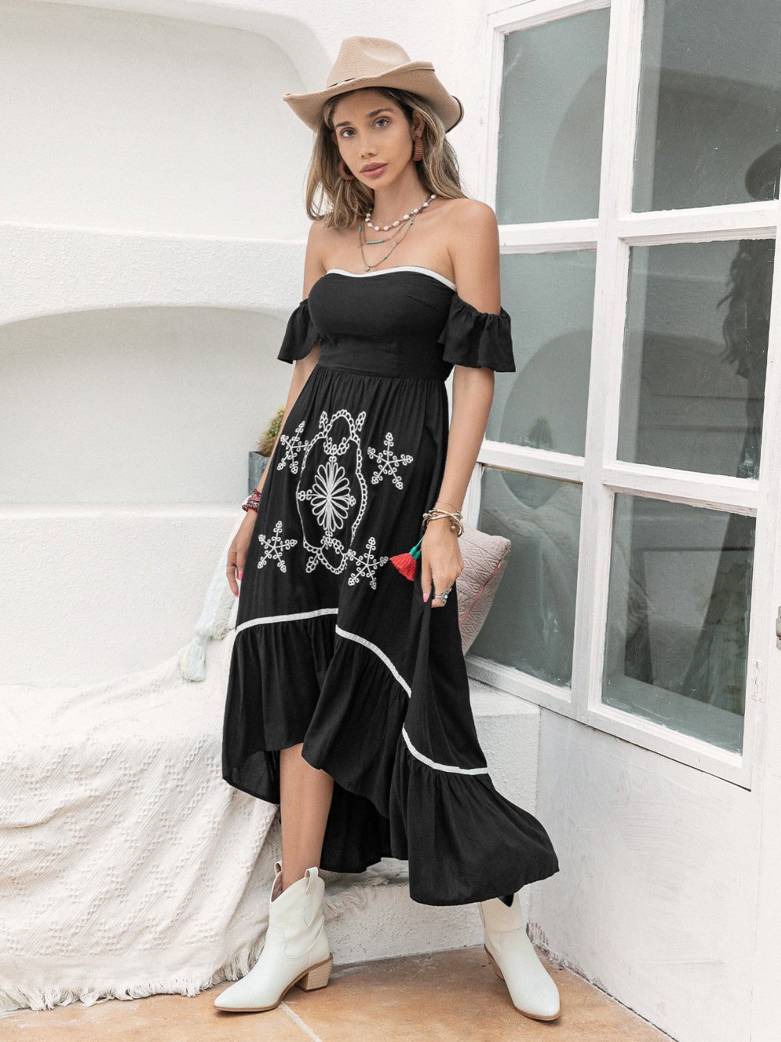 High-Low Off-Shoulder Dress