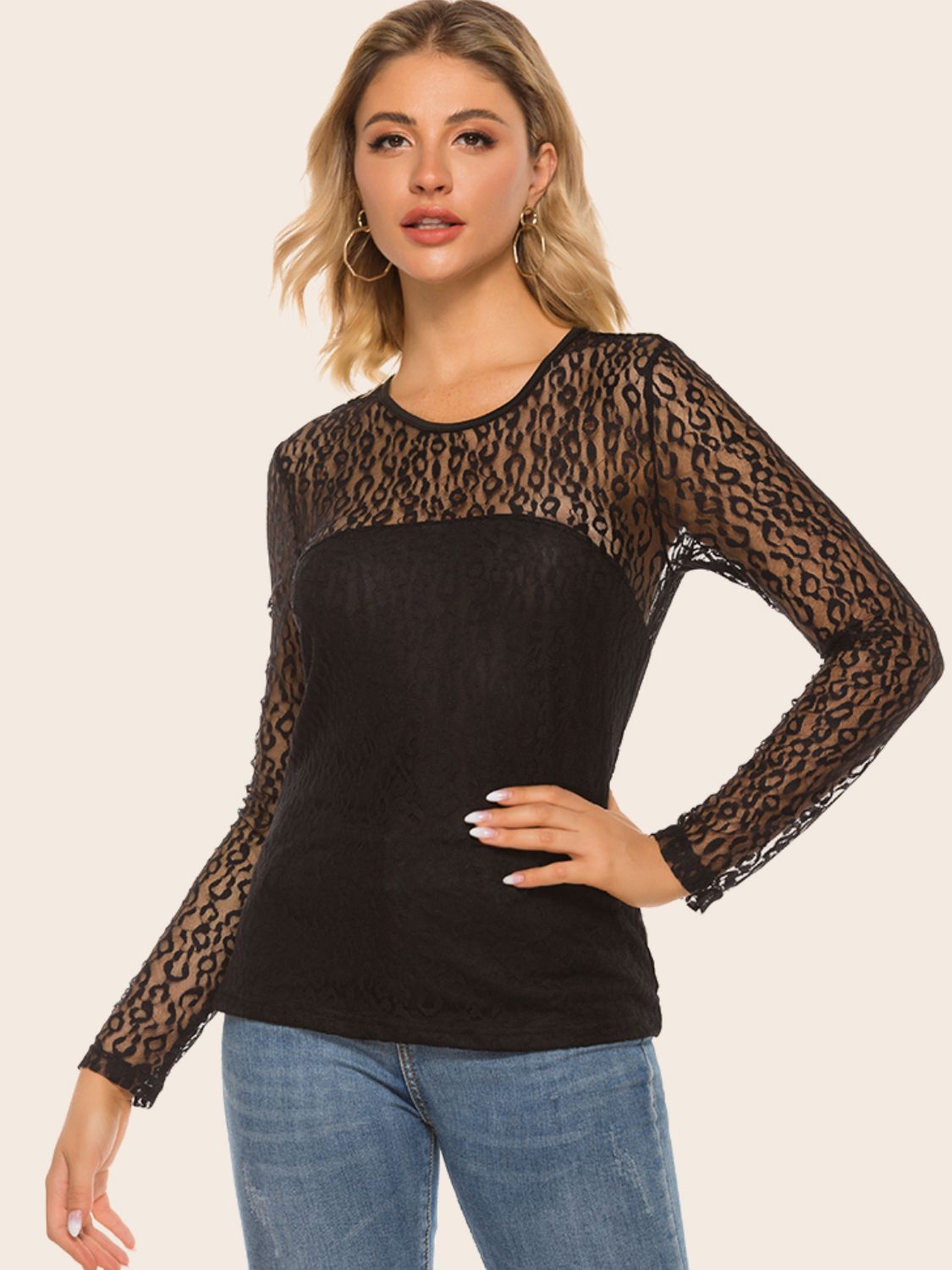 Lace Yoke Spliced Top