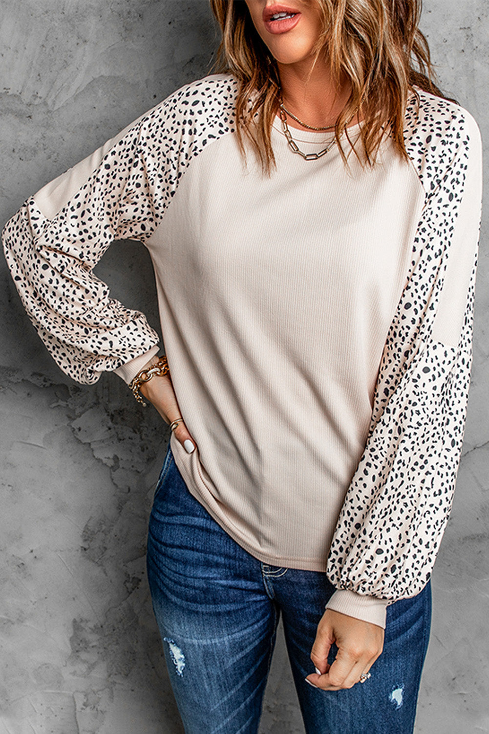 Leopard Raglan Sleeve Top