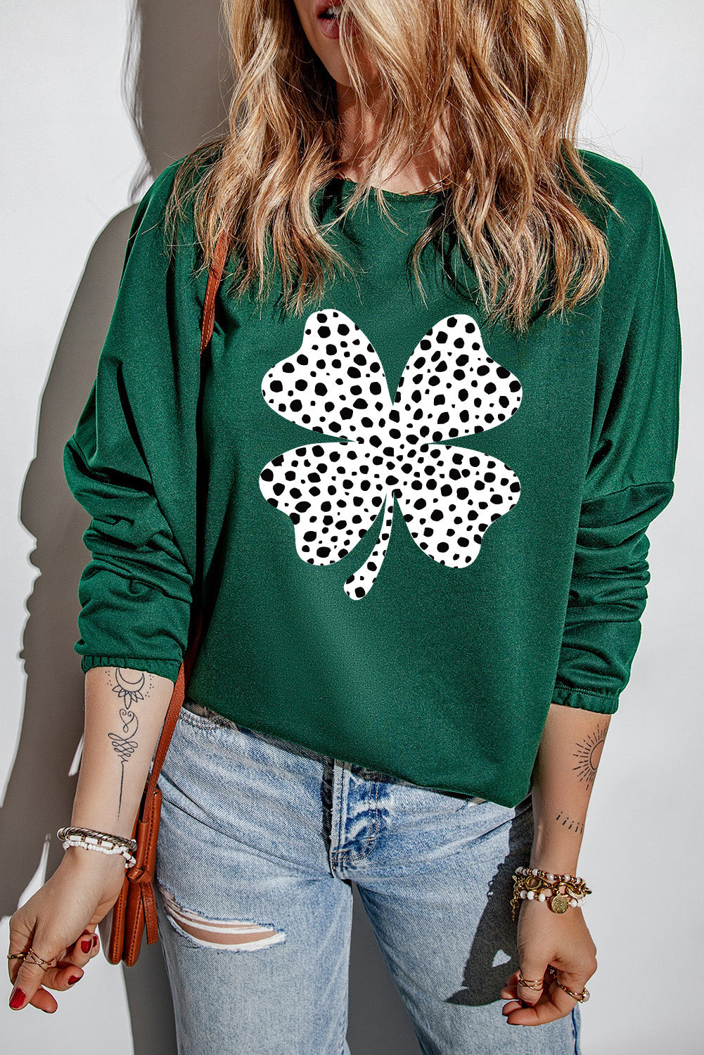 Lucky Clover Round Neck Blouse