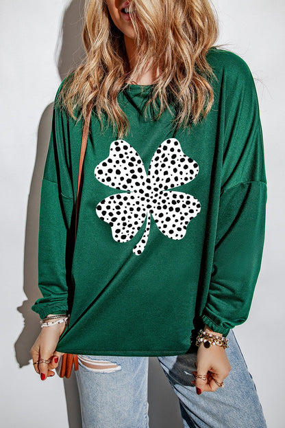 Lucky Clover Round Neck Blouse