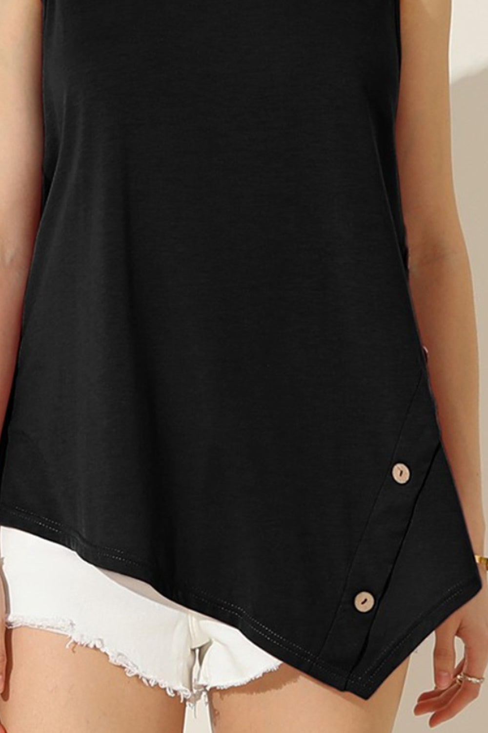 Ninexis Round Neck Button Side Tank