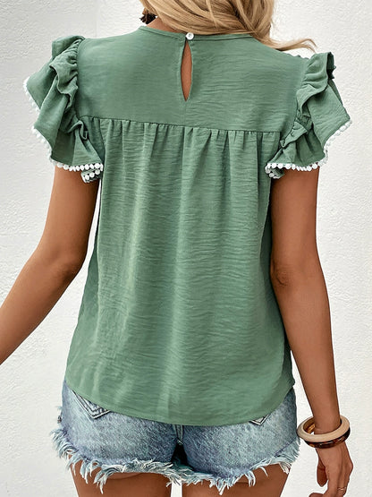 European and American Leisure Style Short-Sleeved Chiffon Shirt for Women 2024 Summer New Arrival Fashion All-Match Half Sleeve Head Tops Women