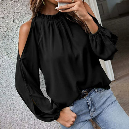 Off-the-Shoulder Long Sleeves Fashion Style Trendy Thin Pullover