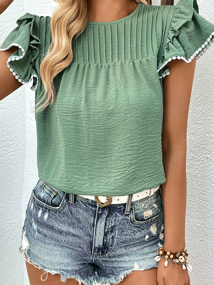 European and American Leisure Style Short-Sleeved Chiffon Shirt for Women 2024 Summer New Arrival Fashion All-Match Half Sleeve Head Tops Women